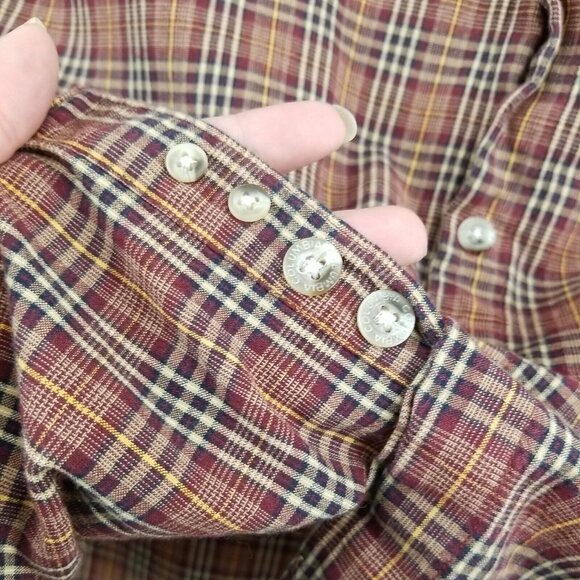 Columbia Shirt Mens 2XL Red Brown Plaid Button Down 100% Cotton Long Sleeve - Picture 5 of 7